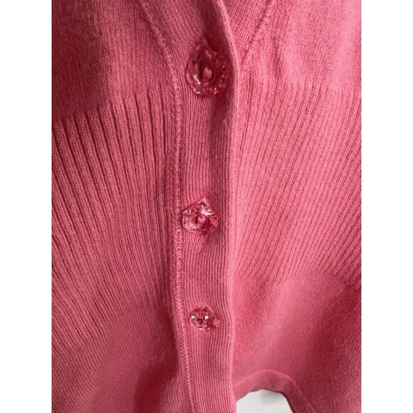 Kersh Essentials Cardigan Sweater , XL, Pink Button Front Deep V-Neck, Summer - Picture 3 of 5